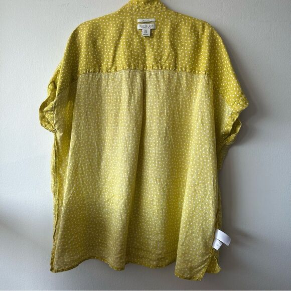 Rachel Zoe Yellow and White Polka Dot Linen Shirt - Picture 9 of 9